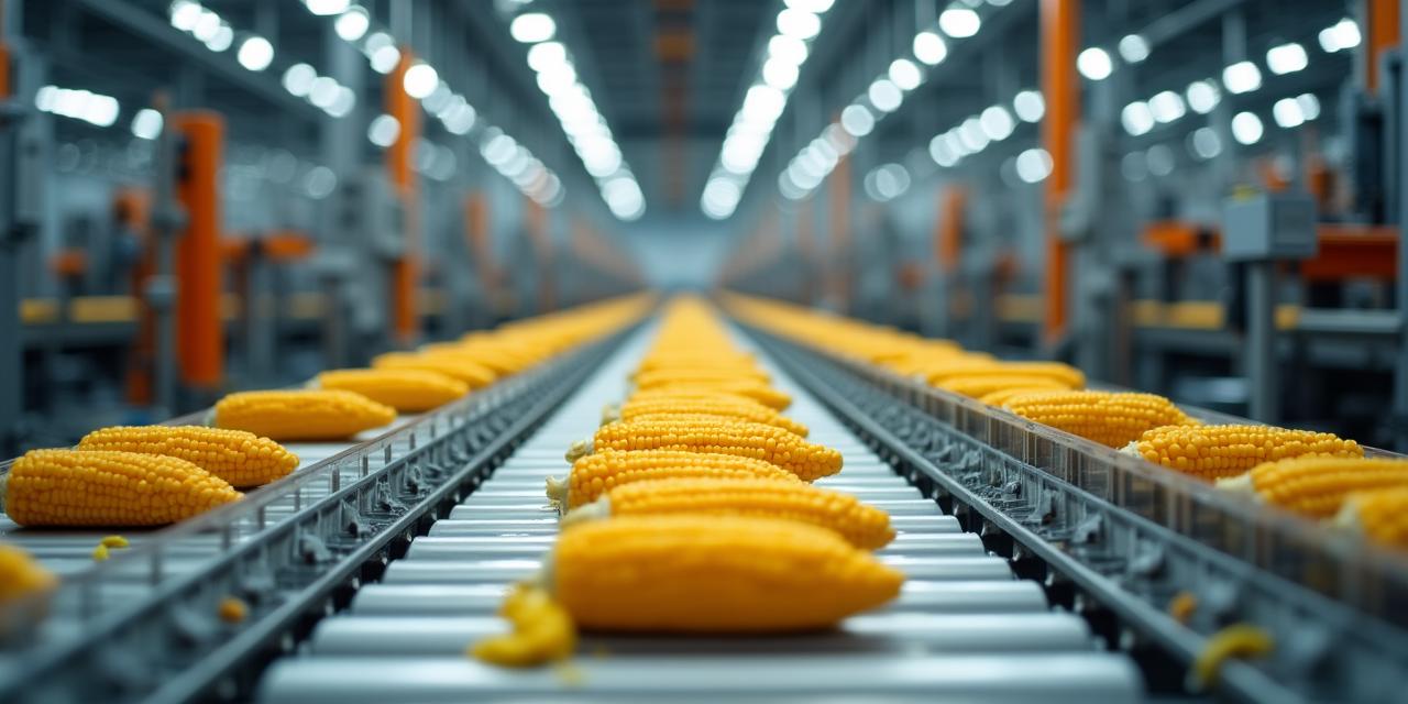 自動化された最新のコーン処理・配送センターの内部