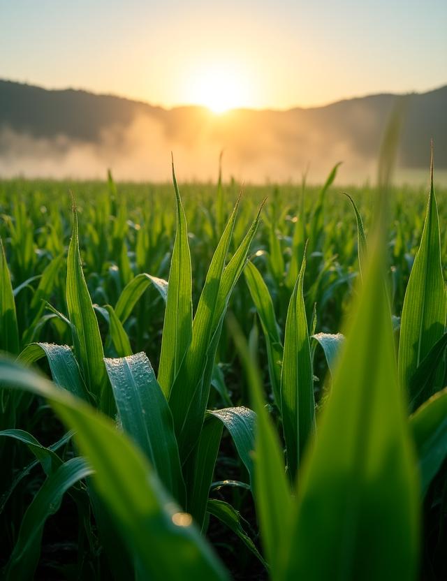 日本の美しい段々畑で育つトウモロコシの風景